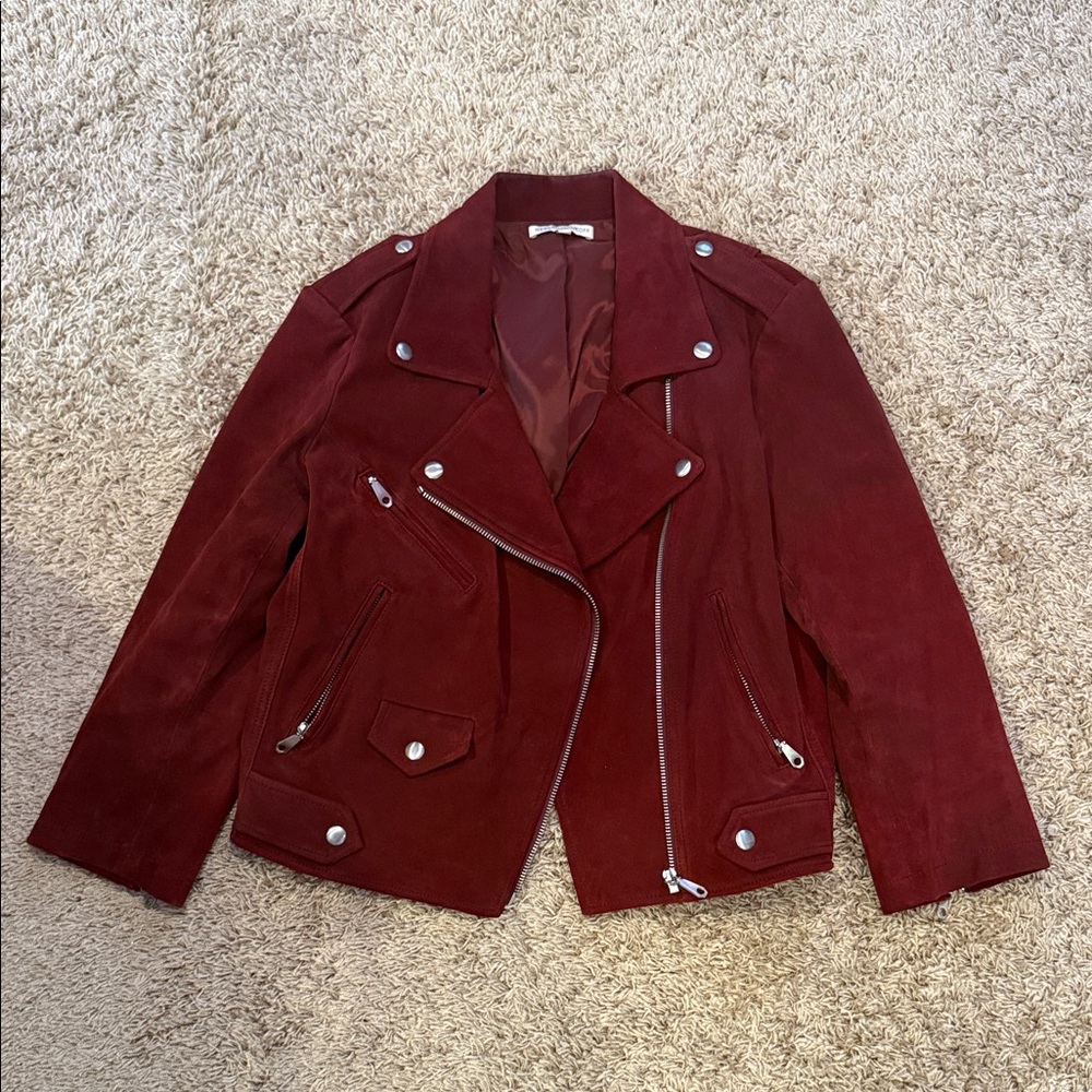 Rebecca Minkoff Lambskin leather suede moto jacket size Medium